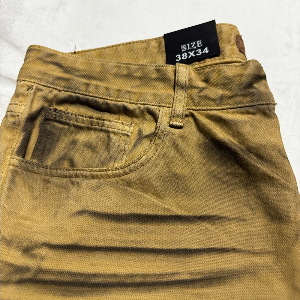 Crysp denim Men's Slim Straight Jeans in Tan - Picture 4 of 15